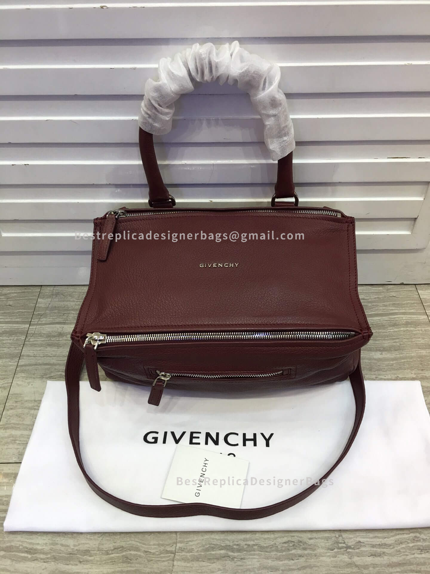 Givenchy Small Pandora Bag In Wine Goatskin SHW 2-28608